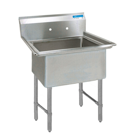 BK RESOURCES 23.5 in W x 23.125 in L x Free Standing, Stainless Steel, One Compartment Sink 16 Gauge BKS6-1-18-14S